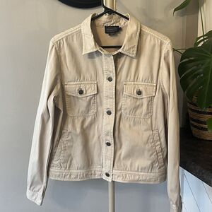 Pendleton Chino Twill Jacket Womens M Tan‎ Beige Button Collared Pockets Oxford